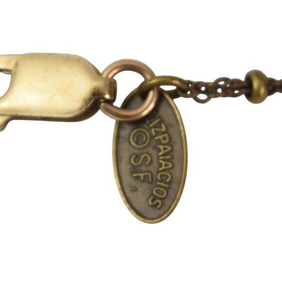 Vintage Liz Palacios Necklace Beads Gemstones Crytals Antique Brass Chain Green - Picture 9 of 9